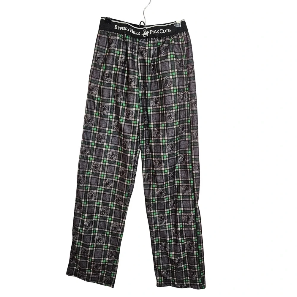 Beverly Hills Polo Club Kids Pajama Pants Gray Green Plaid Size 12/14 B45201-06